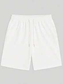 Men's Bermuda Shorts, Plain Sweatshirt, Flannel Shorts, Immediate Shipping, Various Colors, Comfortable - trắng - Xem 7