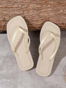 Fashionable Flat Flip Flops For Teens, Casual & Soft Beach Slippers, Comfortable Indoor Home Sandals