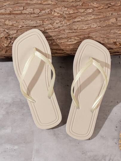 Fashionable Flat Flip Flops For Teens, Casual & Soft Beach Slippers, Comfortable Indoor Home Sandals