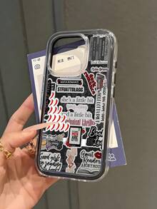 Ốp điện thoại chống sốc, vẽ tay họa tiết graffiti phong cách Ins-Style chất lượng cao, dòng Dopamine Color Series, họa tiết sách và biển báo, tương thích với iPhone 15/16 Pro Max và Apple 11/12/13/14 Pro, ốp chống rơi vỡ, quà tặng mùa xuân. - màu đen - Xem 2