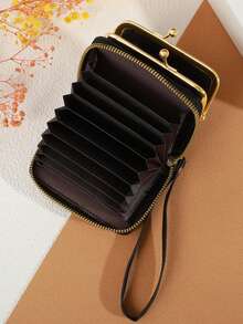 MADLEY 哥特风拉链手拿包，骷髅头图案，万圣节主题，适合购物，女士迷你钱包，小巧可爱，腕包，男士真皮钱包 - 彩色 - 查看 8