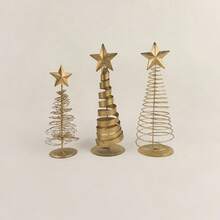 1/3 buc. Mini brazi de Crăciun aurii - Piesă centrală vintage de sărbători în formă de sticlă, pentru sufragerie și dormitor, decorațiuni elegante de masă cu bază stabilă, măiestrie sofisticată pentru casă, birou, petrecere - Accent festiv pentru casă, decorațiuni de Crăciun din fier, aranjament de masă, recuzită pentru decorarea bradului de Crăciun, decor pentru casă, decor pentru cameră