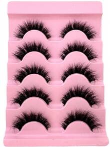 5Pairs/Pack Natural Thick Fluffy Volume False Eyelashes Dramatic Messy Mink Lashes Wispy Long 8D Volume Lasting Wispy False Eyelash Strips Foxy Eye Lifting Look Extension Full Eyelash Strip To Lengthen And Volumize The Outer Corner Of Your Eye Strip Lashes,Lashes,Eyelashes,Fake Lashes