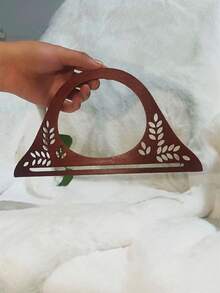 1pc Handmade Wooden Handle Accessory For Bags And Luggage - Coffee Brown - View 4