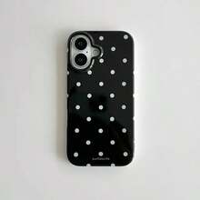 Fashionable Phone Case, Minimalist & Cute Black And White Polka Dot Pattern, Suitable For IPhone 11 To 17 Series Including Pro Max