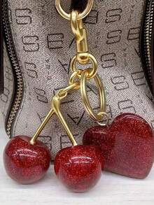 1pc Cherry Keychain, Keyring Bag Charm Pendant Chain Bag Decoration Chain Bag Strap Chain Pendant, Suitable For Handbags - Multicolor - View 4