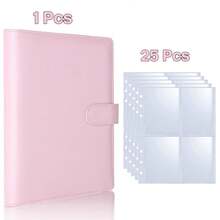 1Set Premium Multi-Functional A5 Photo Card Binder Photo Book, Sleek Album Design, Compact Organizer, PU Leather Binder Notebook Cover Loose-Leaf Organizer For Daily Planning And Note-Taking, Office Supplies, Ticket Card Collection Book - Multicolor - View 12