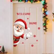Christmas Window Stickers, Cute Santa Claus Snowman Glass Window Decals Door Stickers Decoration, Suitable For Holiday Christmas Nursery Playroom Bedroom Classroom Kindergarten Wall Stickers Room Decor Wall Sticker Wall Decor Home Decor Christmas Decorations Christmas Decorations Home