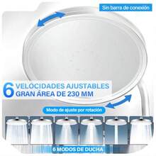 DAHAN 9'' Regaderas para Baño 6 in 1 Multifuncional Cabeza de Ducha Regadera de Lluvia de Alta Presión ABS Galvanoplastia Rotacion de 360 Ángulo Ajustable Redondo Regaderas Fija para Baño Hotel SPA - como en la foto - Ver 6