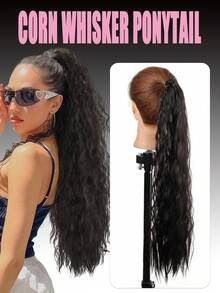 Synthetic 24 Inch Women's Rubber Band Style Corn Whisker Ponytail, Suitable For Women's Daily Wear