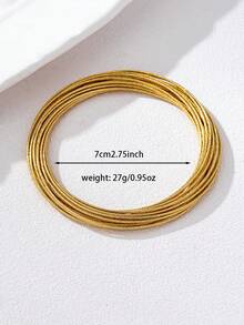 1pc Fashionable Exaggerated Multilayer Circular Wrapped Metal Bracelet For Women, Suitable For Daily Wear, Banquet, Party, Gift - Yellow Gold - View 5