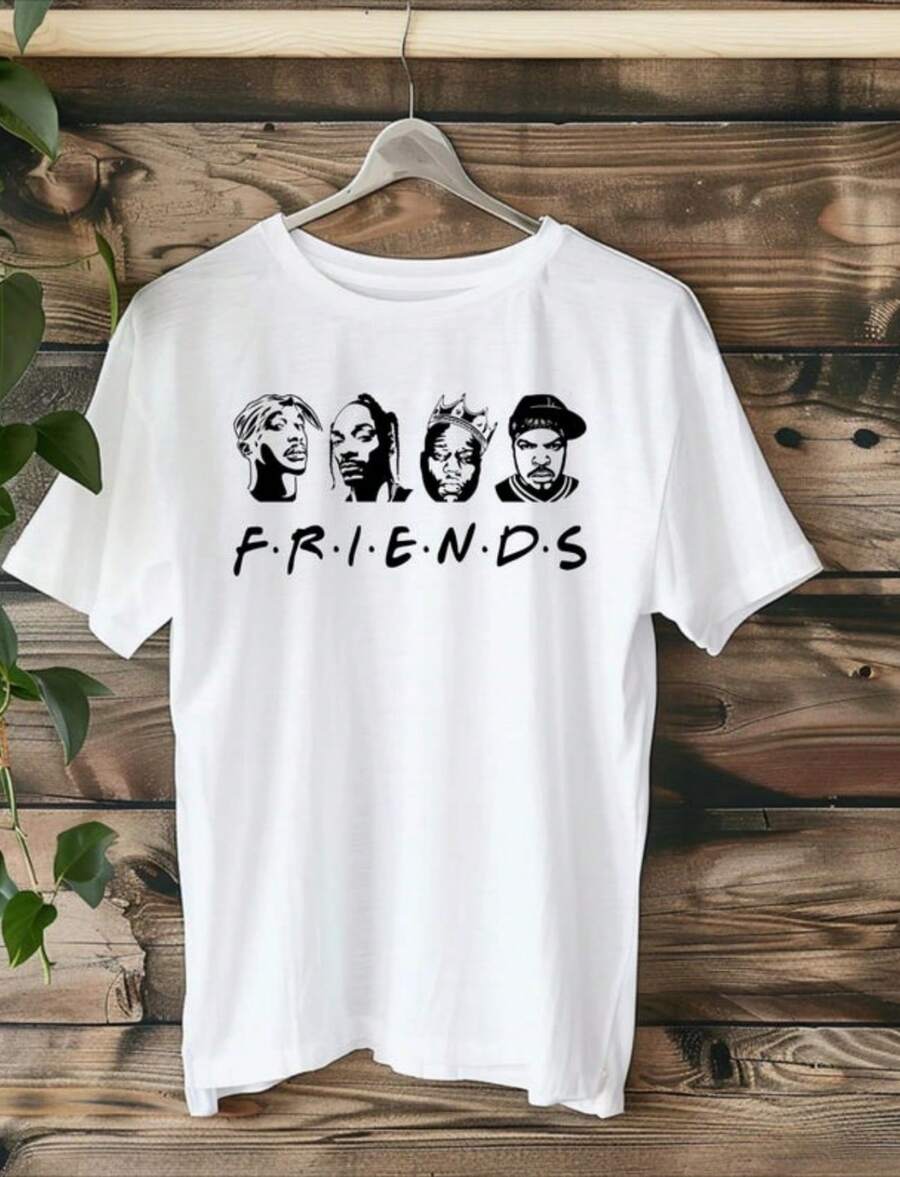 90's Hip Hop Friends, Shirt, Hip Hop Shirt, Rap, 90's Rap, Music, Friends - 白色 - 查看 1