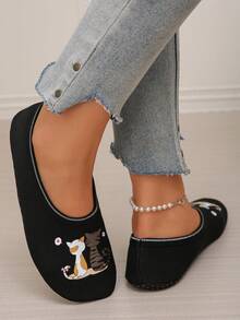 Women's Comfortable & Warm Cartoon Cat Print Indoor Slippers, Suitable For Indoor Floor, Sofa, Leisure And Sports Wear