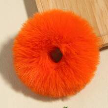 1pc Fluffy Scrunchie Hair Scrunchies Hair Accessory Cute, Dopamine Hair Ties Scrunchy Hair Ties - Orange - View 6
