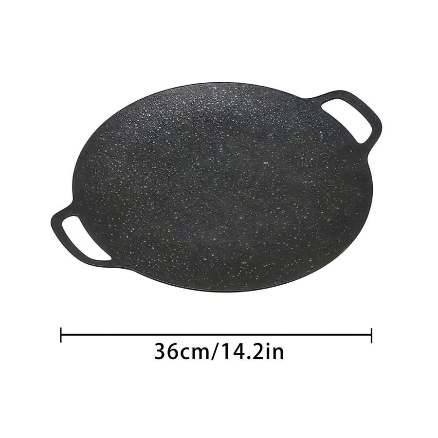 Durable Cast Iron Korean BBQ Pan - 36cm 14.2 Inches, Outdoor Camping Grill Pan, Non-Stick Portable Grill Pan For Indoor/Outdoor Use, Even Heat Distribution - Great For Korean BBQ, Pancakes, Steaks, Camping, Picnics, Home And Outdoor Cooking - Easy To Clean And Durable For Home And Outdoor Use - 36 - 查看 1