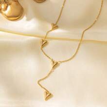 طقم مجوهرات من سلسلة وسوار مع شرابة بشكل قلب من الفولاذ المقاوم للصدأ، تصميم رقيق مناسب للنساء والفتيات للارتداء اليومي والحفلات