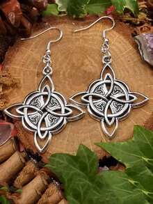 1 Pair Fashionable Vintage Bohemian Earrings, Suitable For Women's Daily Wear, Stylish Jewelry, Valentine's Day/Holiday Gift - Silver - View 4
