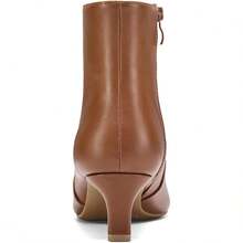 Sexy Square Toe Kitten Heel Booties For Women, Fashion Solid Color Side Zipper Ankle Boots With Faux Leather ,Comfortable Versatile Women Shoes - Caramel Brown - 查看 4