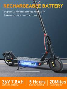 Mankeel 350W Electric Scooter - A Top Speed Of 19 MPH And A Range Of 22 Miles With Dual Brakes And Solid Tyres, Foldable E-Scooter Is Perfect For City Commuting, Couples' Rides, Outdoor Trips, Birthday Gifts And Holiday Presents. - 查看 3