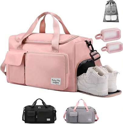 TOCOZOC Maleta Deportiva Bolsa de Deporte Gym con Compartimento para Zapatos y Bosillo Impermeable, con Neceser y Funda para Zapatos, Bolsa de Viaje Impermeable para Entrenamiento, Deporte