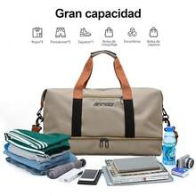 Maleta Deportiva,Compartimento para Zapatos y Bosillo Impermeable,Incluye bolsa de maquillaje,toalla y bolsa organizadora de regalo,Mujer y Hombre,para Viajes,Gym (B-Rosa) - D-Caqui - Ver 6