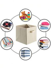 1/6 حزمة صندوق تخزين - صندوق تخزين مكعب 11 بوصة، خزانة تخزين قابلة للطي للخزانة والملابس والألعاب، مقابض مقواة