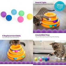 Catstages Tower Of Tracks 3-Level Cat Track Toy With 6 Balls, Interactive Toy For Indoor Cats, Orange(Replacement Balls One-Size) - 類型1 - 查看 5