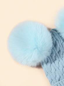 1pc Baby & Kids Core-Spun Yarn Ribbed Beanie Hat, Warm Outdoor Cap For Autumn/Winter - Baby Blue - View 6