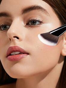 1 Set Professional Dual-Ended Face Makeup Brushes, Including Powder Brush And Blush Brush, Soft Bristles, Portable, Ideal For Travel Makeup - White - View 3