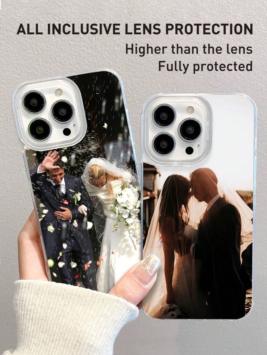 定制婚礼照片哑光黑色软壳全包手机壳，兼容三星A14/A52s、XR/11/13 - 彩色 - 查看 1