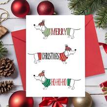 1 件，最佳贺卡公司 - 圣诞快乐贺卡带信封 - 帅气腊肠犬，送给男朋友女朋友情侣、丈夫妻子情侣的圣诞贺卡 - 均碼 - 查看 4