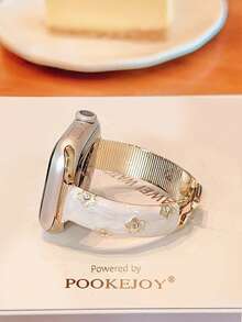 Elegant Floral Glitter Bracelet Strap Compatible With 38/40/41/42/44/45/46/49mm, Compatible With Apple Watch Strap Ultra/Se10/9/8/7/6/5/4/3/2/1 - Platinum - View 8