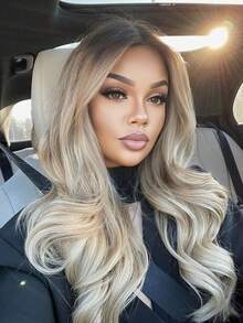 Ombre Brown Roots Ash Blonde Put On And Go 13x4 HD Transparent Body Wave Lace Front Wigs Human Hair Pre Plucked Bleached Knots 180 Density Lace Frontal Wigs For Women Water Wave Glueless Wigs Human Hair With Baby Hair For Beginner - 根染&漸變色 - 查看 1