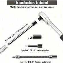 46pcs/Set Multi-Function Car Repair Tool Kit, Ratchet Wrench Set Including Sockets, 1/4" Drive, Chrome Vanadium Steel Extensions, For Automotive Maintenance And Home Use - Chrome Steel Structure - Multicolor - View 3