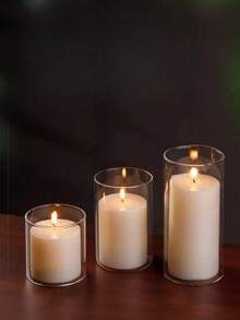 浮动玻璃烛台，高硼硅玻璃水培花盆，透明桌面花瓶装饰，适合情人节、婚礼、派对 - 透明 - 查看 1