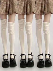 3 Pairs Knee-High Socks, Suitable For Slim Women Weighing No More Than 120 Lbs, Y2K Style