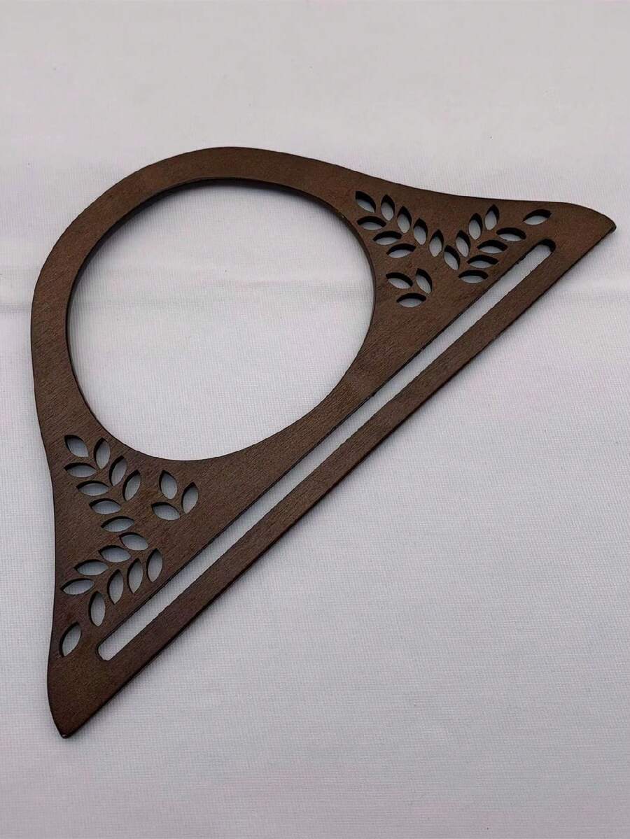 1pc Handmade Wooden Handle Accessory For Bags And Luggage - Coffee Brown - View 1