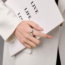 6mm White/Black Ceramic Rings Plus Cubic Zirconia For Women Comfort Fit Engagement Wedding Band Size 5-122025 - White & Silver - View 9