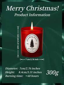 300g Christmas Decorations Candle | Red Soy Wax Jar, Autumn Home Decor, Christmas Scented Candle Gifts For Women, Holiday Party Decoration. Room Decor, Christmas Gifts