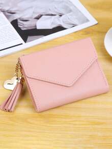 1 chiếc ví nhỏ kiểu cổ điển trơn, đựng tiền xu, thẻ tín dụng, ví da thật, ví nhỏ gọn cho nữ, ví nhỏ xinh mùa thu. - Nhiều màu - Xem 16