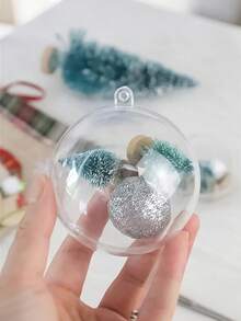 5 pezzi Palline di plastica trasparenti fai-da-te per riempire, ornamenti decorativi appesi, scatole aperte per albero di Natale, regali per matrimonio, festa, decorazione natalizia per la casa