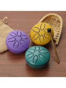 3 Inch 6 Tone Steel Tongue Drum, D Tuning, With Mallets And Storage Bag, Meditation Music Therapy, Yoga Relaxation Instrument, Gift For Musicians - Multicolor - View 6