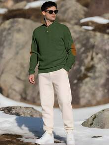 Men's Jacquard Knit Long Sleeve Top, Autumn/Winter Minimalist Stand Collar Undershirt, Solid Color Pullover T-Shirt, Men's Long Sleeve T-Shirt, Holiday Gift For Boyfriend