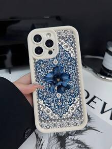 Husă de telefon cu model de covor de lux, model floral, potrivită ca și cadou pentru iubit, prieten, iubită, familie, frate, coleg, soră/soră, cupluri, coleg de clasă, profesor, ziua de naștere, sărbători. Husă mată, moale, anti-praf și anti-apă, compatibilă cu 13/16/15/14/13/12/11/Pro/ProMax/X/XR/XS/7/8/PLUS.