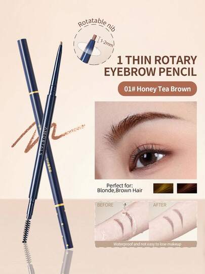 Amortals Dual-Head Dual-Effect Eyebrow Pencil With Brush - Waterproof Sweatproof Long-Lasting Smudge-Proof 1.5mm Ultra-Fine Smooth Pigmented Rotating Tip Spiral Brush - Suitable For Beginners Makeup Artists - Ideal For Winter Summer Spring Autumn Thanksgiving Halloween Christmas Graduation Birthdays Holidays