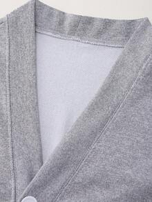 Youth V-Neck Versatile Fashion Gray Soft Button Long Sleeve Jacket, Suitable For Teen Boys, Spring And Autumn