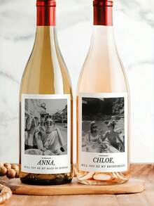 1/3/5pcs Personalized Engagement Party Wine Labels, Engagement Gift Labels, Customized Labels, Wedding Monogram Design, Wine Bottle Stickers, Champagne Labels, Customized Name Stickers, DIY Gifts, Customized Photo Wine Labels - Multicolor - View 6