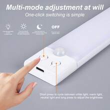 1条智能LED人体感应灯，纤细新月形灯条，适用于家居装饰，可充电自粘式橱柜/衣柜照明，20厘米/400毫安时、30厘米/600毫安时、40厘米、50厘米/1000毫安时感应灯