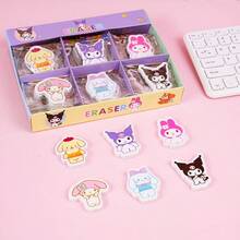 Sanrio 6Pcs Sanrio Kuromi Melody Osmanthus Dog-Shaped Eraser Set, Cute Pudding Dog Dog Dandruff Remover Set, Prize Batch Is Very Suitable For School Supplies, Offices, Dormitories, And Public Items. It Is Applicable To Various Scenarios And Is Perfect For Christmas, Thanksgiving, And Birthdays. It Is A Perfect Gift For Family And Friends.