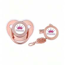 1 Pack Newborn Luxury Silicone Pacifier With Shiny Gems, Gold Baby Pacifier With Clip